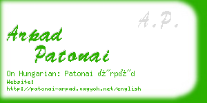 arpad patonai business card